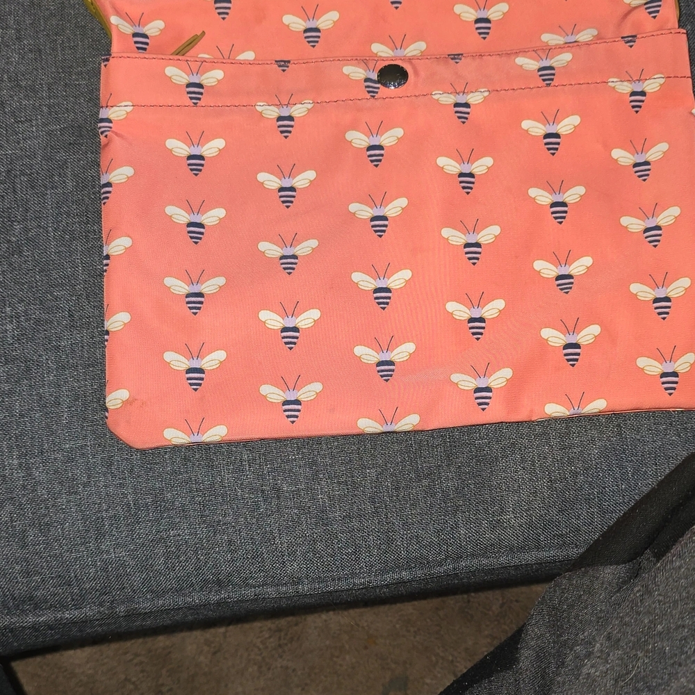 Pink Bee Patterned Clutch